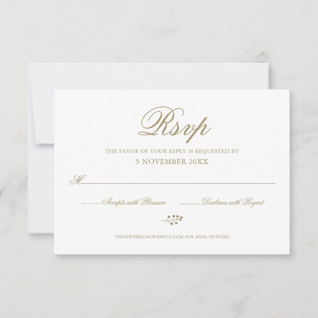Elegant Script Calligraphy Formal Wedding RSVP Card (Front)