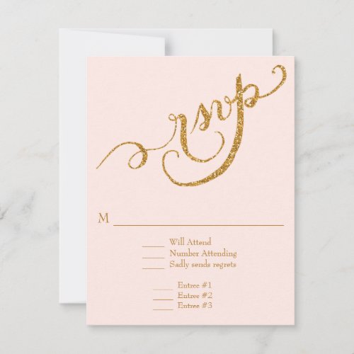 RSVP Response Script Forever in Love Gold Glitter