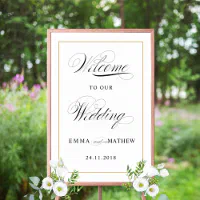 Elegant Script Gold Wedding Welcome Sign