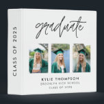 Elegant Script Calligraphy Graduation 3 Photo Ring Binder<br><div class="desc">Organize your graduation pictures and memories in this elegant binder in calligraphy lettering. Personalize it with your name and school.</div>