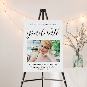 Elegant Script Calligraphy Graduation Photo Foam Board