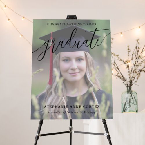 Elegant Script Calligraphy Graduation Photo Foam Board