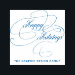Elegant script calligraphy happy holidays self-inking stamp<br><div class="desc">Winter holidays rubber stamp for business corporate seasonal mailings or gifts labels with "Happy Holidays" classy calligraphy script and your company name.</div>