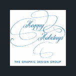 Elegant script calligraphy happy holidays self-inking stamp<br><div class="desc">Winter holidays rubber stamp for business corporate seasonal mailings or gifts labels with "Happy Holidays" classy calligraphy script and your company name.</div>