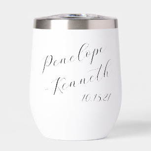 Elegant Script Calligraphy Minimal Wedding Custom Thermal Wine Tumbler