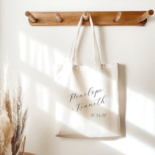 Elegant Script Calligraphy Minimal Wedding Custom  Tote Bag