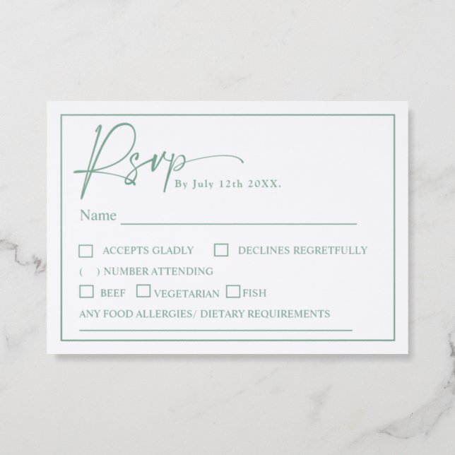 Elegant Script Calligraphy Minimal wedding Rsvp (Front)