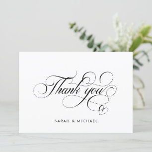 Elegant Script Calligraphy Modern Wedding Names Thank You Card
