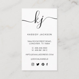 Elegant Script Calligraphy Monogram Logo & Photo Business Card | Zazzle