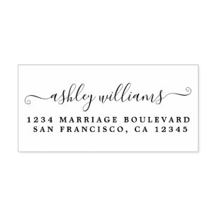 Elegant Script Calligraphy Name Address Self-inking Stamp
