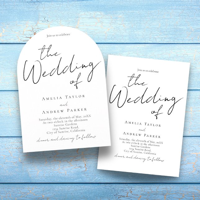 Elegant Script Calligraphy Photo QR Code Wedding Invitation (Creator Uploaded)