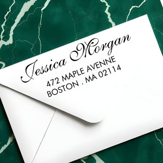 Elegant Script Calligraphy Return Address Self- Self-inking Stamp