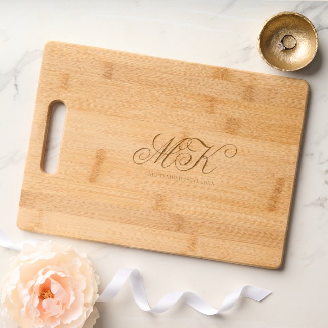 Elegant Script Calligraphy Script Wedding  Engraved Cutting Board (Wedding)