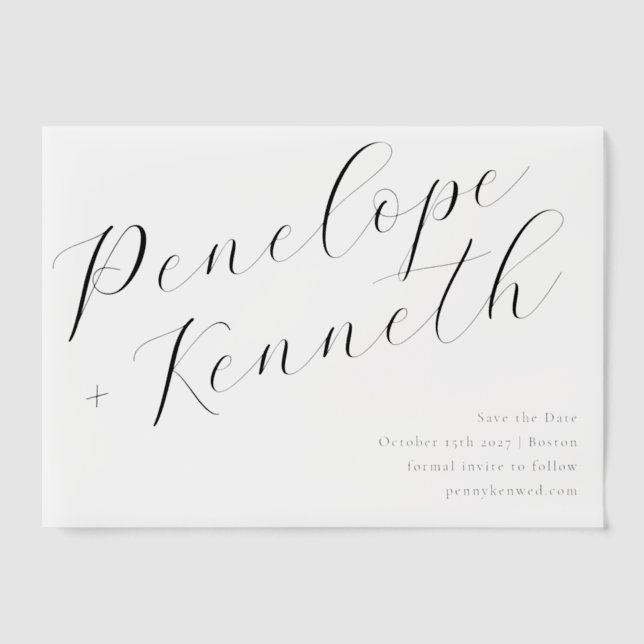 Elegant Script Calligraphy Stylish White Wedding Vellum Invitations (Front)