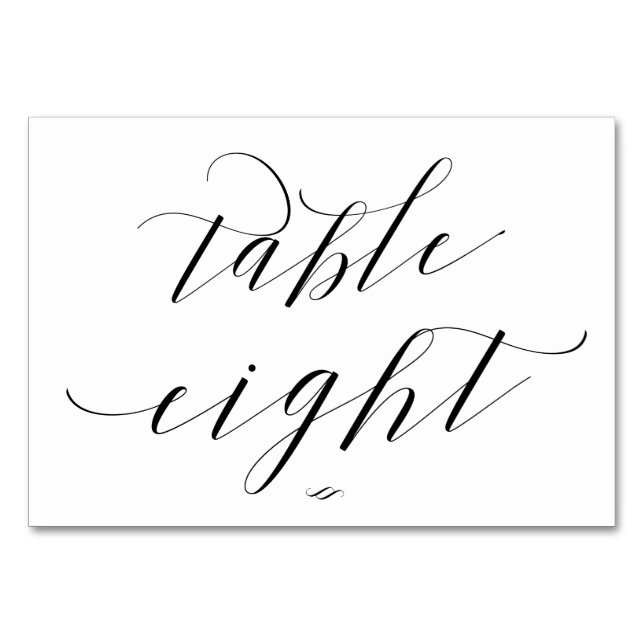 Elegant Script Calligraphy Table Eight Reception Table Number (Front)