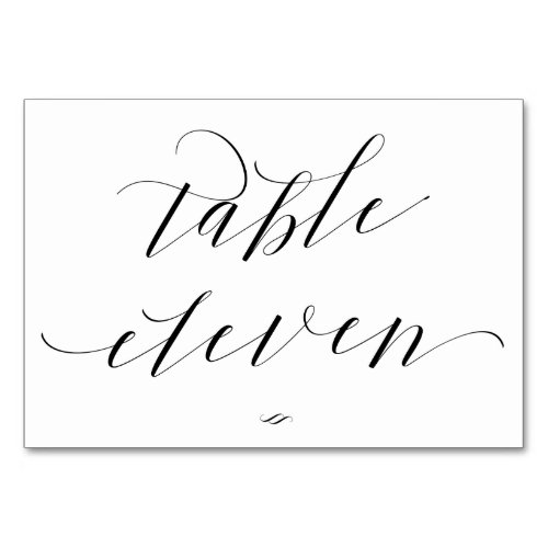 Elegant Script Calligraphy Table Eleven Reception Table Number