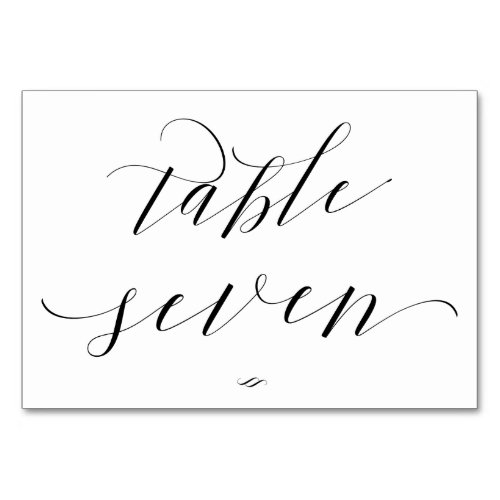 Elegant Script Calligraphy Table Seven Reception Table Number
