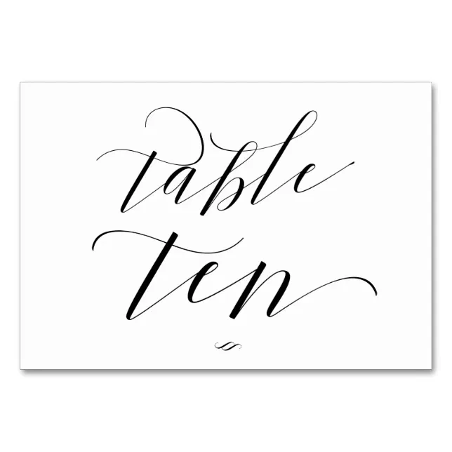 Elegant Script Calligraphy Table Ten Reception Table Number | Zazzle