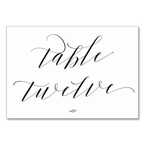 Elegant Script Calligraphy Table Twelve Reception Table Number