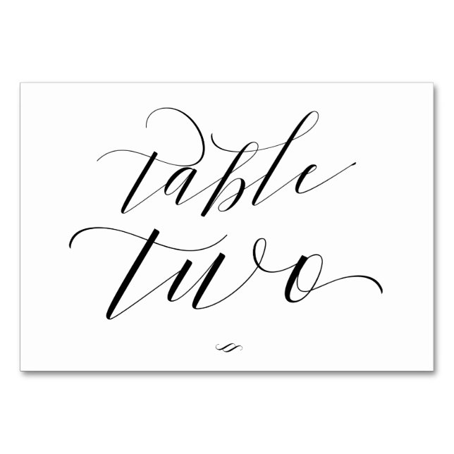 Elegant Script Calligraphy Table Two Reception Table Number (Front)