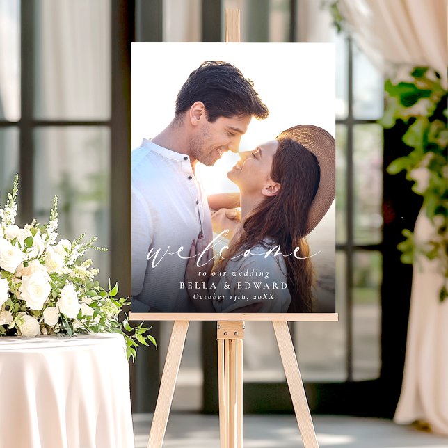 Elegant Script Calligraphy Wedding Photo Welcome Foam Board (Creator Uploaded)