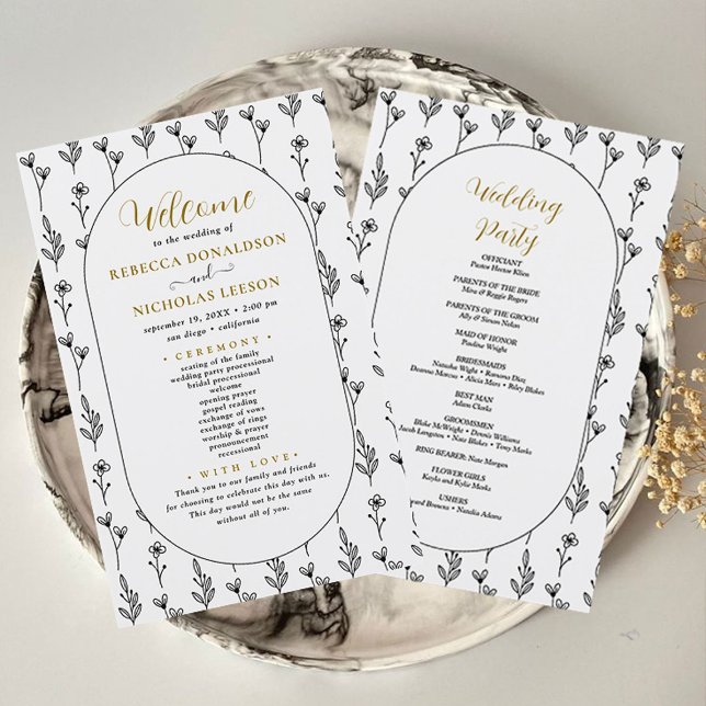 Elegant Script Calligraphy Wedding Program (Minimal Wedding Program)