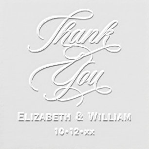 Elegant Script Calligraphy Wedding Thank You #2 Embosser