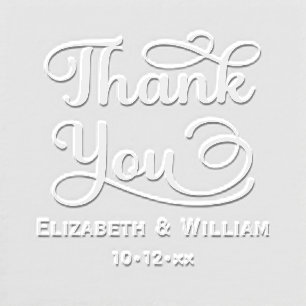 Elegant Script Calligraphy Wedding Thank You #3 Embosser
