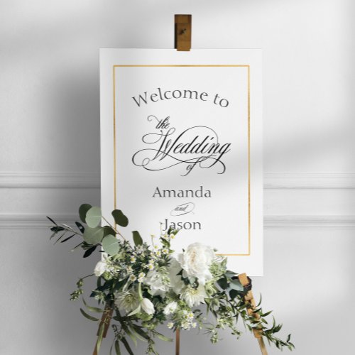 Elegant Script Calligraphy Wedding Welcome Sign