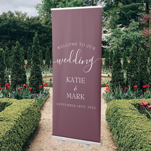 Elegant Script Calligraphy Welcome To Our Wedding Retractable Banner