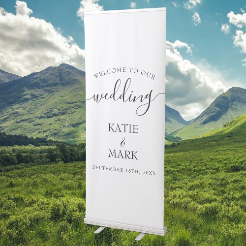 Elegant Script Calligraphy Welcome To Our Wedding Retractable Banner