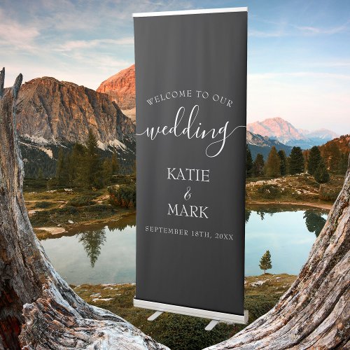 Elegant Script Calligraphy Welcome To Our Wedding Retractable Banner