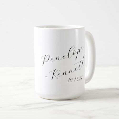 Elegant Script Calligraphy White Wedding Custom  Coffee Mug