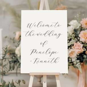 Elegant Script Calligraphy White Wedding Custom  Foam Board