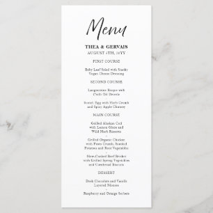 Elegant Script Calligraphy White Wedding Menu