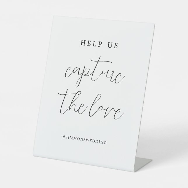 Elegant Script Capture The Love Social Media Pedestal Sign (Front)
