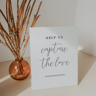 Elegant Script Capture The Love Social Media Pedestal Sign