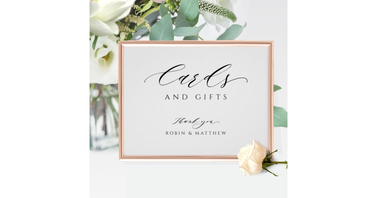 Elegant Script Cards and Gifts Wedding Sign | Zazzle