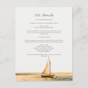 Elegant Script Caribbean Coast Wedding Details Enclosure Card