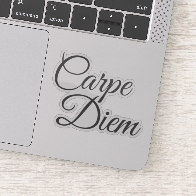 Elegant Script Carpe Diem Motivational Sticker (Detail)