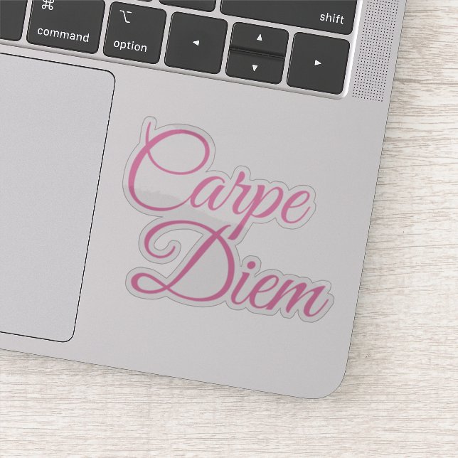 Elegant Script Carpe Diem Motivational Sticker (Detail)
