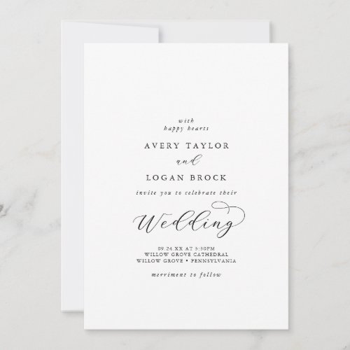 Elegant Script Casual Couple Hosting Wedding Invitation