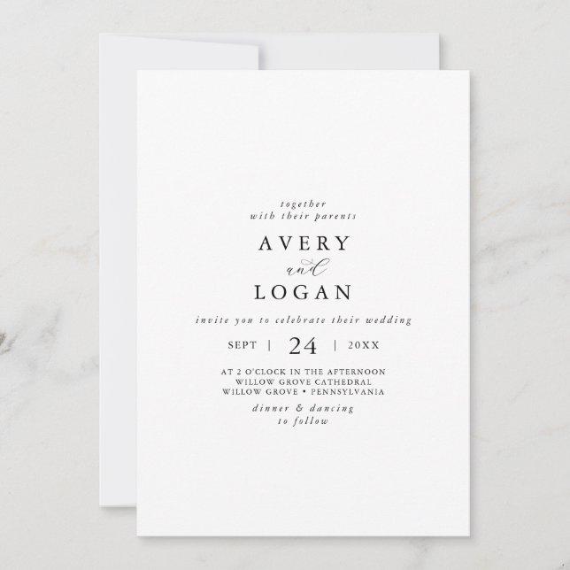 Elegant Script Casual Wedding Invitation (Front)