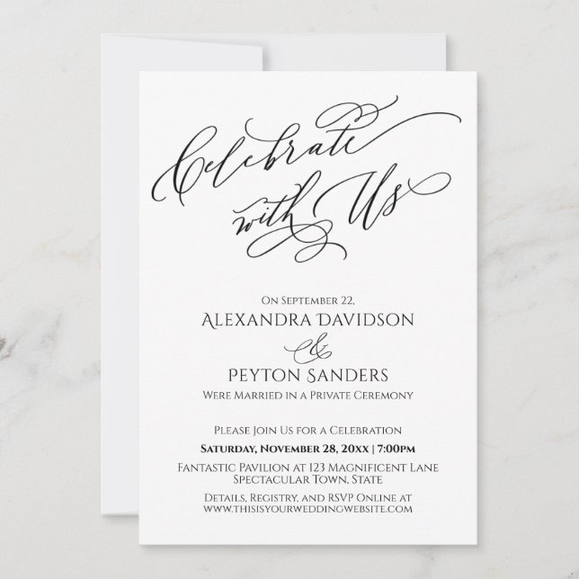 Elegant Script Celebrate with Us Reception Invitation (Front)