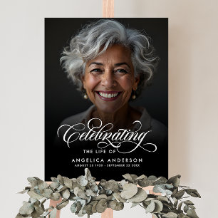 Elegant Script Celebration Of Life Memorial Photo Foam Board