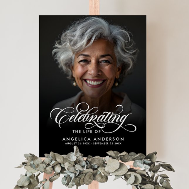 Elegant Script Celebration Of Life Memorial Photo Foam Board (Creator Uploaded)