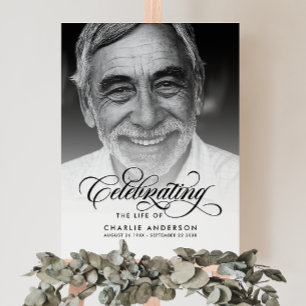 Elegant Script Celebration Of Life Memorial Photo Foam Board