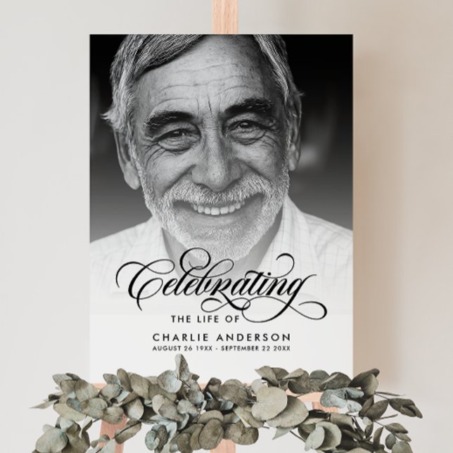 Elegant Script Celebration Of Life Memorial Photo Foam Board (Creator Uploaded)