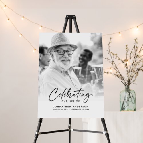 Elegant Script Celebration Of Life Memorial Photo Foam Board