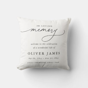 Elegant Script Celebration of Life Memorial Throw Pillow